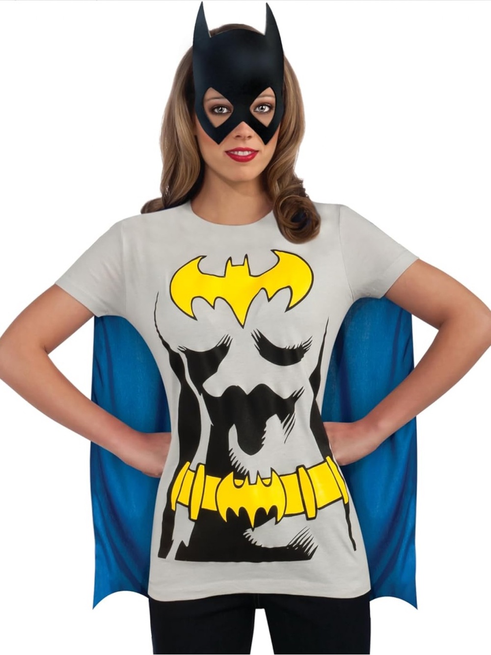DC Comics Batgirl Complete Costume Cosplay Set – Women’s S T-Shirt, Cape, Gauntl